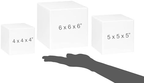 Red Co Set of 2 Glossy White Acrylic Cube Display Riser Stands