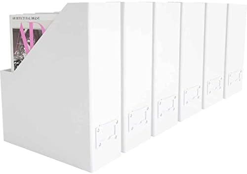 BLU MONACO Set of 6 Foldable White Magazine File Holders