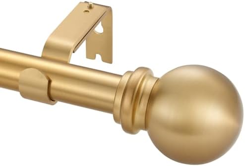 Warm Gold Decorative Curtain Rod with Ball Finials