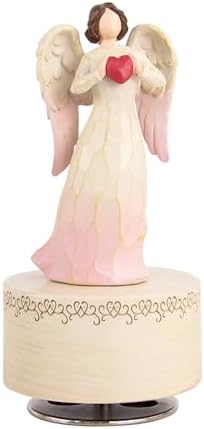 Angel Music Box - Hand-Painted Resin Figurine with Heart