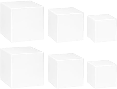 Red Co Set of 2 Glossy White Acrylic Cube Display Riser Stands