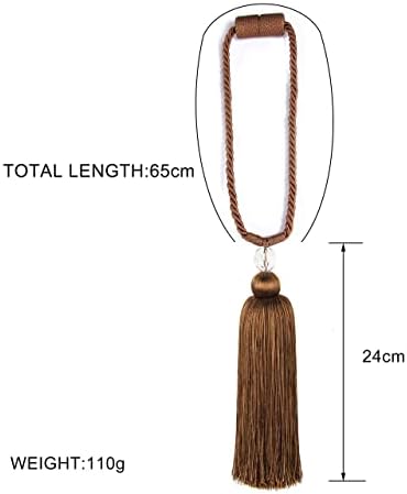 BEL AVENIR Magnetic Curtain Holdbacks Tassel Rope Coffee