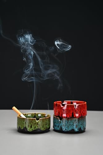 LamDawn Colored Ceramic Ashtrays 3 Pack