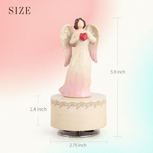 Angel Music Box - Hand-Painted Resin Figurine with Heart