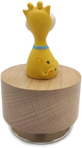 Mini Wooden Animal Rotary Music Box with Giraffe Figurine Edelweiss
