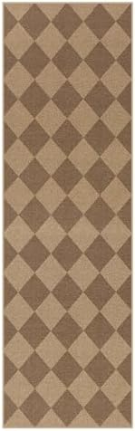 Lahome Checkered Jute Inspired Rug 2x8 Entry Hallway Non Slip Washable