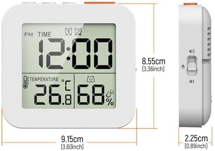 Digital Timer Shower Clock with Alarm White