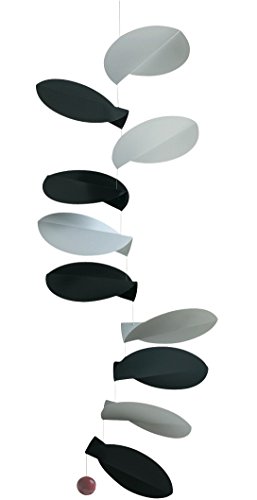 Turning Leaves Hanging Mobile - 32 Inches Black and White