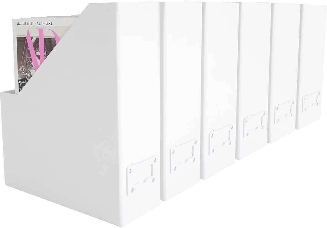 BLU MONACO Set of 6 Foldable White Magazine File Holders