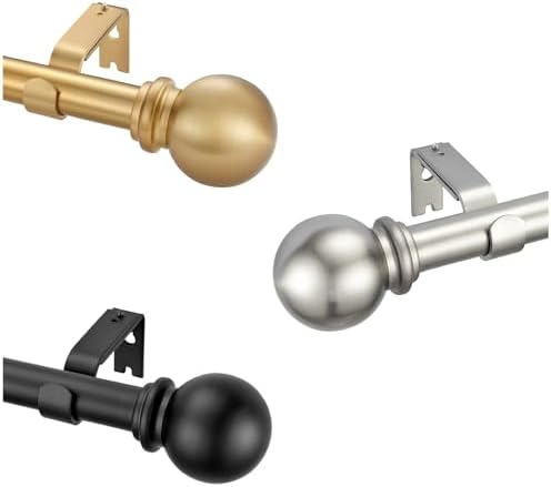 Warm Gold Decorative Curtain Rod with Ball Finials