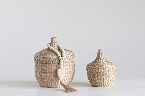 Creative Co-Op Heart Pendant with Jute Tassel