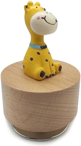 Mini Wooden Animal Rotary Music Box with Giraffe Figurine Edelweiss