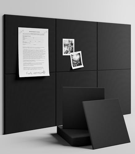 Large Felt Bulletin Board 48x36 Black 6 Pack with 40 Adhesive Tabs