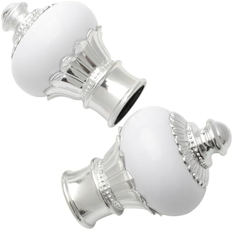 GORGECRAFT 2Pcs White Petal Curtain Rod Ends