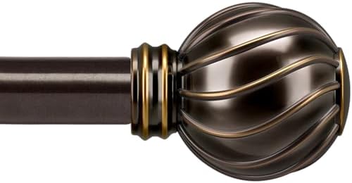 Brown Adjustable Window Curtain Rod with Decorative Finials