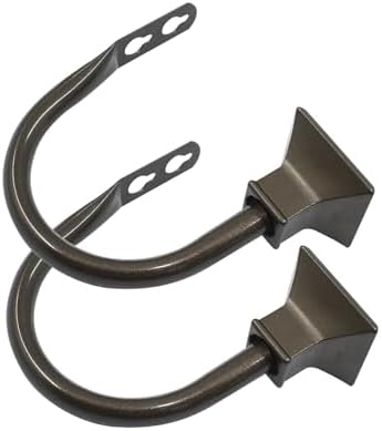 2Pcs Brown Square Curtain Holdbacks with Metal Hooks
