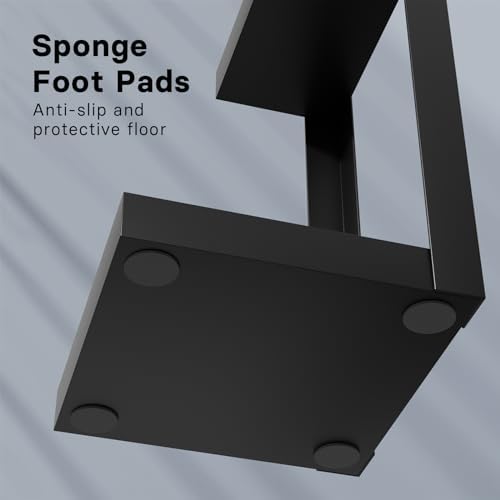 Sturdy Steel Umbrella Stand with 4 Hooks and Small Shelf Black