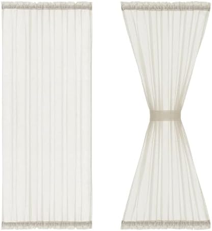 Linen Sheer French Door Curtain Panels 72 Inches Long