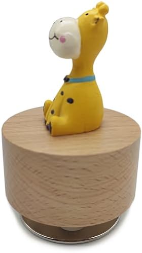 Mini Wooden Animal Rotary Music Box with Giraffe Figurine Edelweiss
