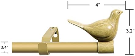 Meriville 34 Inch Farmhouse Single Curtain Rod with Bird Finials