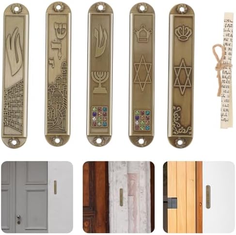 Classic Metal Mezuzah with Scrolls 5pcs