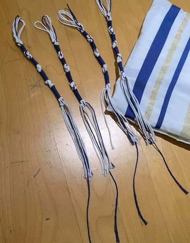 Rooherd Jewish Blue and White Tzitzits Set for Men Women