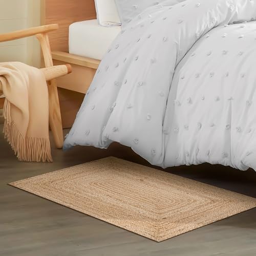 Natural Jute Rug 2x3 Ft Handmade for Livingroom Bedroom