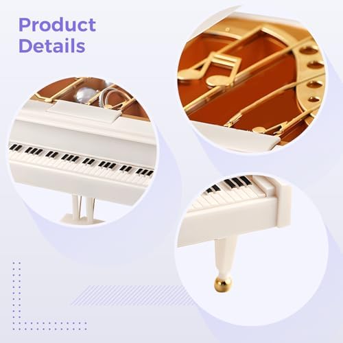 Mini Grand Piano Musical Jewelry Box with Wind Up Mechanism