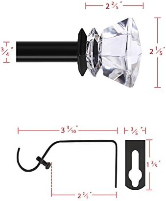 HVERSAILTEX Matte Black Window Rod Set 34 Inch Diameter