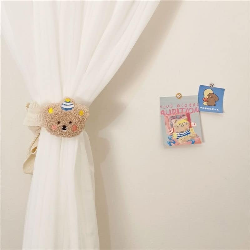 2 Pack Plush Bear Curtain Tiebacks in Brown