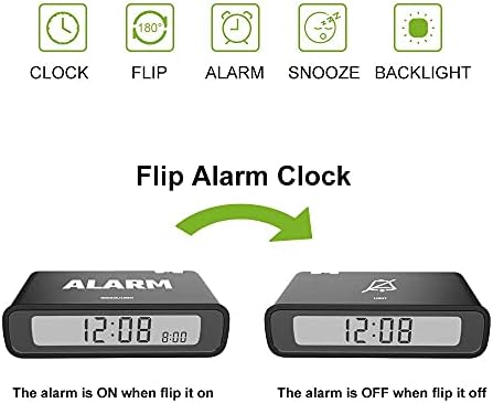 BALDR Digital Alarm Clock Reversible LCD White Black