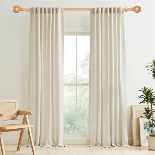 ZNONOX Heavy Duty Wood Curtain Rods 28-120 Inches
