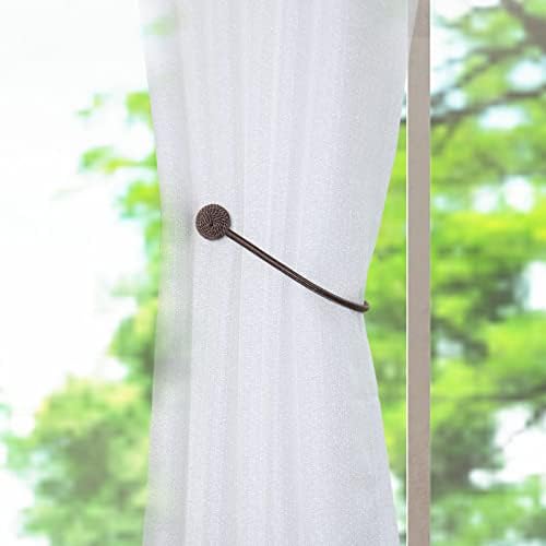 2 PCS Magnetic Curtain Holdbacks with Woven Rope - Brown