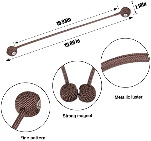 2 PCS Magnetic Curtain Holdbacks with Woven Rope - Brown