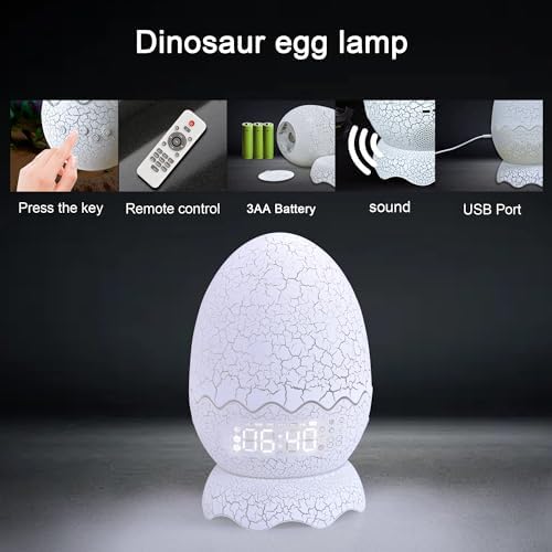 Dinosaur Night Light with Alarm Clock and Bluetooth Speaker