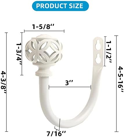 2Pcs Curtain Holdbacks with Screws White