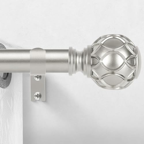 HTZON Antique Silver Decorative Curtain Rod Set 66-120 Inch