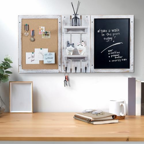 Shabby Chalkboard Corkboard Wall Organizer Combo Set
