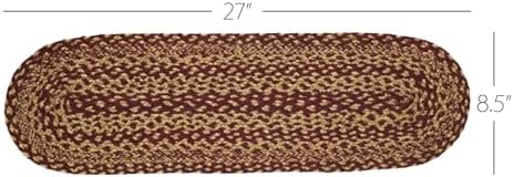 VHC Brands Burgundy Tan Jute Oval Stair Tread Non Slip