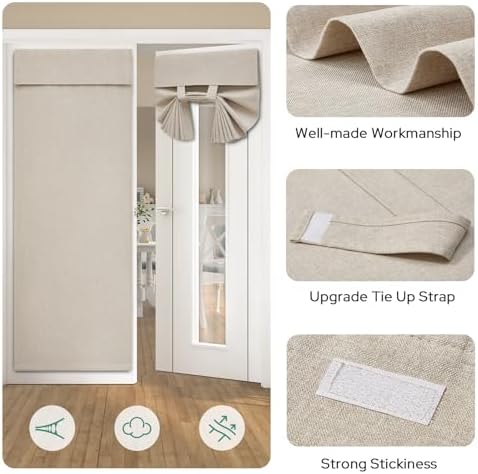 HOMEIDEAS Natural Linen French Door Curtains 1 Panel W26 x L68 Inch