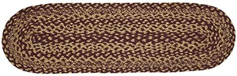 VHC Brands Burgundy Tan Jute Oval Stair Tread Non Slip