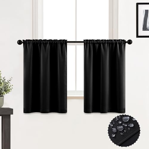 XTMYI 24 Inch Kitchen Window Curtains Waterproof Blackout Panels Set