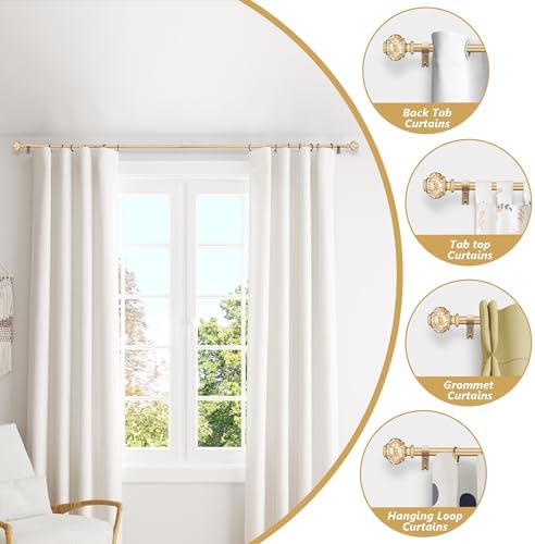 Adjustable Gold Curtain Rods 28-48 Inch Single Rod Set
