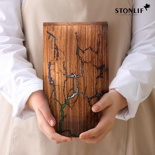 Stonlif Wooden Urn for Human Ashes - Thunderstorm Design