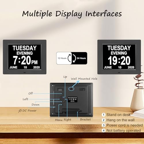 Jaihonda Large Digital Clock with Day Date and 12 Alarms