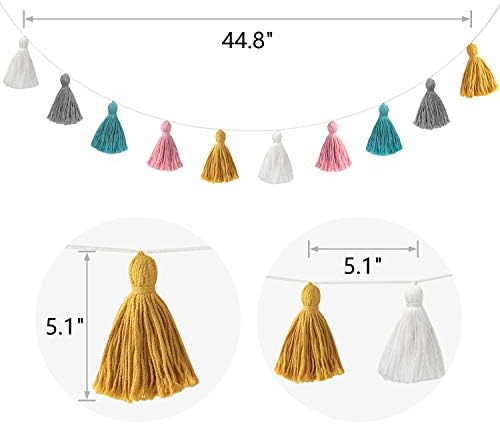 Mkono 2 Pack Tassel Garland Pastel Wall Decor