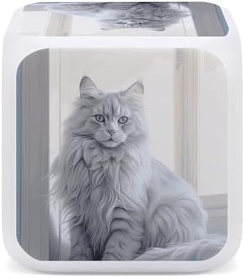 Small Digital Long Haired Cat Alarm Clock with LED Display