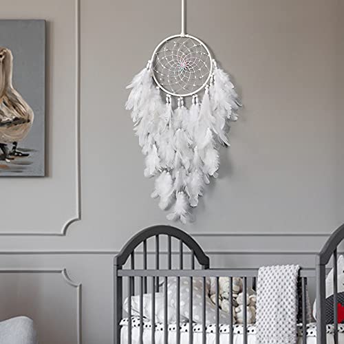 Dremisland White Feathers Dream Catcher Wall Hanging