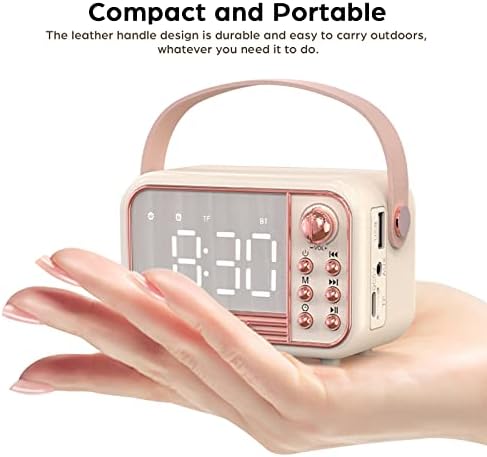 Retro Bluetooth Speaker with Alarm Clock and TF Card Pink