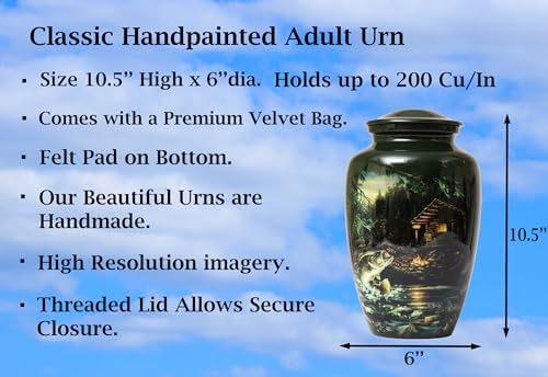 Handcrafted Fishing Urn for Adult Ashes Men Women Memorial